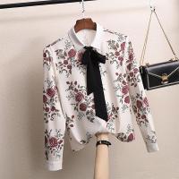 白织鸟JS雪纺衫有带领长袖衬衫休身女衫土薄秋衣妈妈外穿上衣小衫寸衣