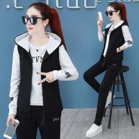 白织鸟纯棉运动套装女春秋2020新款时尚大码洋气长袖休闲跑步服三件