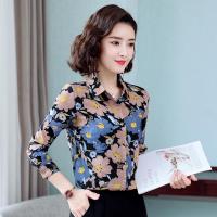 白织鸟雪纺衬衫女长袖2020秋季新款韩版宽松印花碎花衬衣洋气