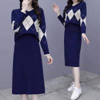 白织鸟初秋套装女2020年新款女洋气时尚气质慵懒风毛衣半身裙两件套