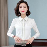 白织鸟蕾丝雪纺衬衫女长袖2020秋季新款韩版时尚职业气质打底衬衣上