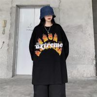 白织鸟棉卫衣女秋季新款恐龙卡通潮流韩版宽松百搭圆领薄款长袖情侣上衣