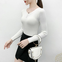 白织鸟韩版v领早秋毛衣女慵懒风针织衫长袖百搭显瘦学生装打底衫上衣女