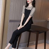 白织鸟新款大码小香风套装女2020夏季显瘦时尚雪纺衫裤子休闲两件套女