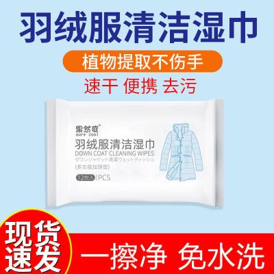 擦羽绒服清洁湿巾干洗剂免水洗羽绒服湿巾衣物去污渍清洗湿巾神器 羽绒服湿巾3包+羽绒服干洗剂1瓶