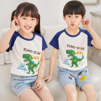 夏季新款男女童纯棉短袖t恤宝宝休闲卡通恐龙儿童圆领上衣
