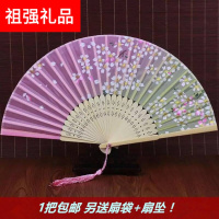 中国风书签中国风复古扇子夏季女折叠扇古风折扇古典丝绸小绢扇随身便携流苏