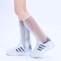 雨鞋套女加长脚套成人防水防滑加厚耐磨高筒小学生下雨天穿的鞋套 高筒白色 35-36码