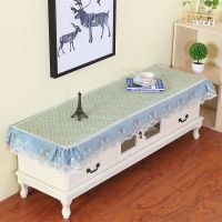 电视柜罩防尘罩欧式长方形电视柜防尘罩布艺蕾丝盖巾桌布简约现代|蝴蝶绿色防滑款 电视柜尺寸50*160厘米