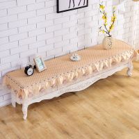 电视柜罩防尘罩欧式长方形电视柜防尘罩布艺蕾丝盖巾桌布简约现代|金玉满堂咖防滑款 电视柜尺寸40*200厘米