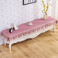 电视柜罩防尘罩欧式长方形电视柜防尘罩布艺蕾丝盖巾桌布简约现代|金玉满堂紫防滑款 电视柜尺寸40*150厘米