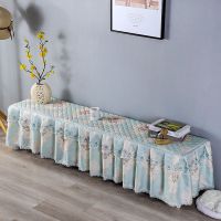 电视柜罩防尘罩欧式长方形电视柜防尘罩布艺蕾丝盖巾桌布简约现代|欧意蓝色裙 电视柜尺寸50*150厘米
