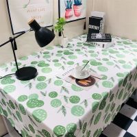 桌布布艺棉麻小清新网红少女心ins风书桌垫防水防烫茶几布长方形|绿色果实-防水布料 90*140CM