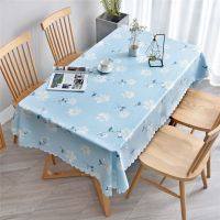 桌布防水防烫防油茶几桌垫长方桌餐桌布家用ins少女心小清新布艺|唯美蓝/防辣椒油 60*80cm(小盖布)