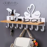 挂衣架玄关衣帽钩上免打孔置物架门口钥匙挂钩衣服挂墙壁装饰壁挂|天鹅8钩(白色)[送免钉胶]