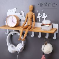 挂衣架玄关衣帽钩上免打孔置物架门口钥匙挂钩衣服挂墙壁装饰壁挂|钢琴8钩(白色)[送免钉胶]