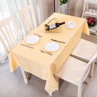 方形圆形方桌婚庆饭店家用桌布布艺酒店大圆桌餐桌布餐厅台布欧式|浅黄色 圆形1.6米