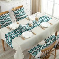 小清新ins风桌布布艺棉麻防水防烫免洗餐桌布椅套套装台布定制|波浪 45*45cm抱枕含芯