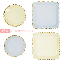一次性盘子野餐盘蛋糕碟儿童生日派对ins纸盘甜品台装饰布置餐具|B套装四只装