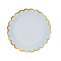 一次性盘子野餐盘蛋糕碟儿童生日派对ins纸盘甜品台装饰布置餐具|天蓝色7寸[19CM]8只装