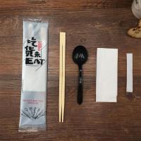 一次性筷子四件套套装外卖打包商用筷勺子餐具包三件套四合一定制|opp白膜(吃货)黑勺800套