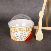 85冰激凌纸杯一次性冰淇淋中号雪糕包装纸盒 纸碗 炒酸奶碗100套|85英文+盖勺子100只