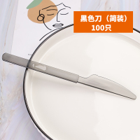 高档欧式塑料一次性刀叉勺子西餐具牛排轻食蛋糕西点包装加厚|黑色散装刀100只