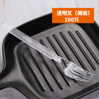 高档欧式塑料一次性刀叉勺子西餐具牛排轻食蛋糕西点包装加厚|透明叉简装100只