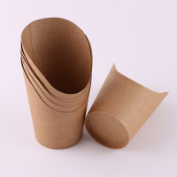 14oz鸡蛋仔杯斜口牛皮纸杯薯条盒冰淇淋蛋仔杯鸡米花炸鸡盒100个|1000个纸杯