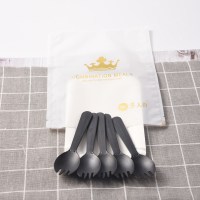 纸盘子生日蛋糕刀叉盘蜡烛餐盘碟子餐具套装四合一手工加厚一次性|黑叉勺5盘叉袋75套