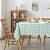格子桌布长方形方桌野餐布美式田园酒店茶几布台布简约餐桌布布艺|果绿色小格子(防水) 140*180cm