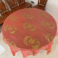 50张一次性桌布加厚防水圆桌塑料酒店台布婚庆家用正方形透明|红色龙凤20个[1.8*1.8m]
