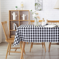 格子桌布长方形方桌野餐布美式田园酒店茶几布台布简约餐桌布布艺|黑白小格子(防水) 140*140cm