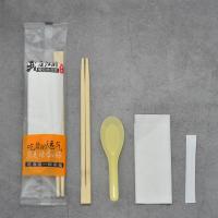 一次性筷子套装外卖餐具包四件套四合一勺子纸巾牙签牛皮纸包装|[黄勺]我在江湖500套