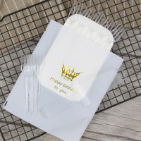 一次性蛋糕纸碟刀叉盘组合长方形盘叉组生日餐具蜡烛套装50套|10盘叉刀透明50套