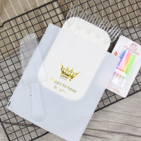 一次性蛋糕纸碟刀叉盘组合长方形盘叉组生日餐具蜡烛套装50套|10盘叉刀蜡烛透明50套