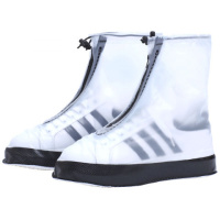 抖音防雨鞋套防水层户外男女士成人防滑加厚耐磨防污防雪防水靴套 [528]黑白色 L码[39-40码鞋]