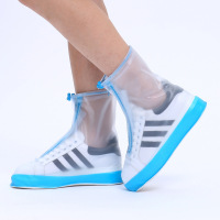 防水防雨鞋套加厚耐磨防滑底男女鞋套 学生下雨天鞋套儿童雨鞋套 528蓝白 成人XL[41-42码鞋]