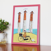 十字绣钻石画创意拼图实木相框画框照片框挂墙装裱可定制广告海报|粉红色 4K[38*53.2CM]