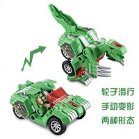变形恐龙机器人汽车声光音乐霸王龙金刚模型男孩益智玩具儿童战车 绿色镰刀龙[无声光]裸装