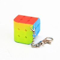 三阶小魔方迷你钥匙扣挂件3cm顺滑透明夜光彩色小号袖珍益智玩具 彩色三面体