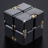 美国infinitycube无限魔方上课无聊减压解压神器合金方块手指玩具 高端实心合金款黑色
