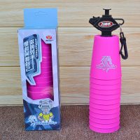 正品飞叠杯 速叠杯送教程 异形魔方飞碟杯比赛成人小学生益智玩具 盒装飞叠杯(梅红色)+教程+大拉杆