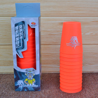 正品飞叠杯 速叠杯送教程 异形魔方飞碟杯比赛成人小学生益智玩具 盒装飞叠杯(桔色)+教程