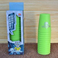 正品飞叠杯 速叠杯送教程 异形魔方飞碟杯比赛成人小学生益智玩具 盒装飞叠杯(绿色)+教程