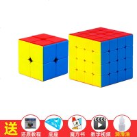 魔域文化四阶魔方实色4阶学生专业四级比赛专用顺滑送教程书视频 实色二阶+四阶送教程[2个底座] 书+油