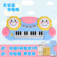 儿童电子琴玩具初学宝宝钢琴音乐0-1-3岁男女孩婴儿小孩益智玩具 天空蓝充电版