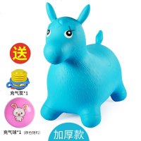 儿童充气玩具音乐跳跳马户外加大加厚户外骑马坐骑小马宝宝跳跳马 蓝色加厚款(送充气泵和拍拍球)