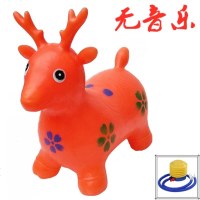 儿童玩具充气跳跳小马加大加厚跳跳小鹿音乐小马户外马坐骑加大号 无音乐橙鹿+打气筒
