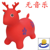儿童玩具充气跳跳小马加大加厚跳跳小鹿音乐小马户外马坐骑加大号 无音乐红鹿+打气筒